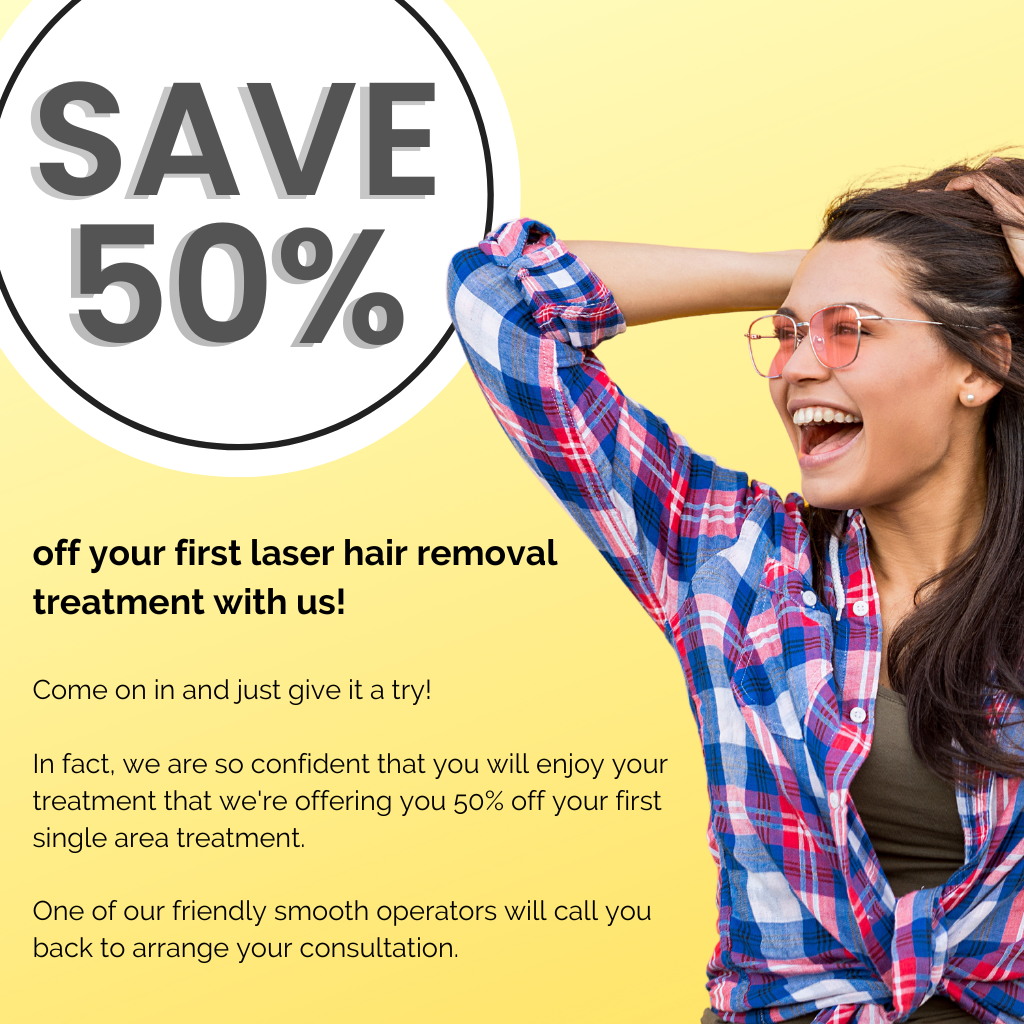 Save 50% off your first laser hair removal treatment